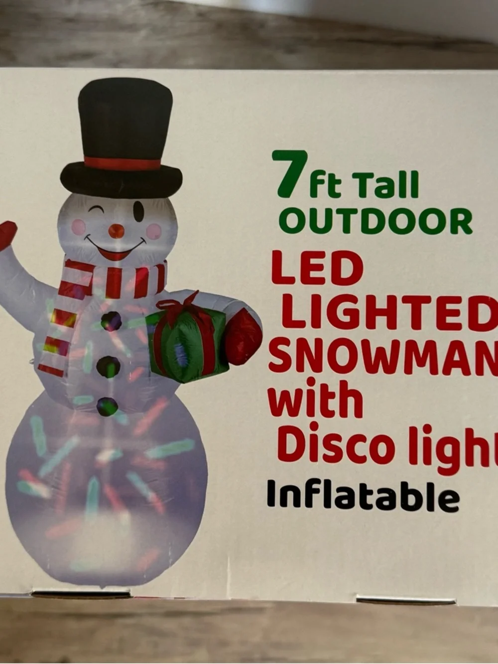 Outdoor LED Lighted Snowman Inflatable with Disco Lights